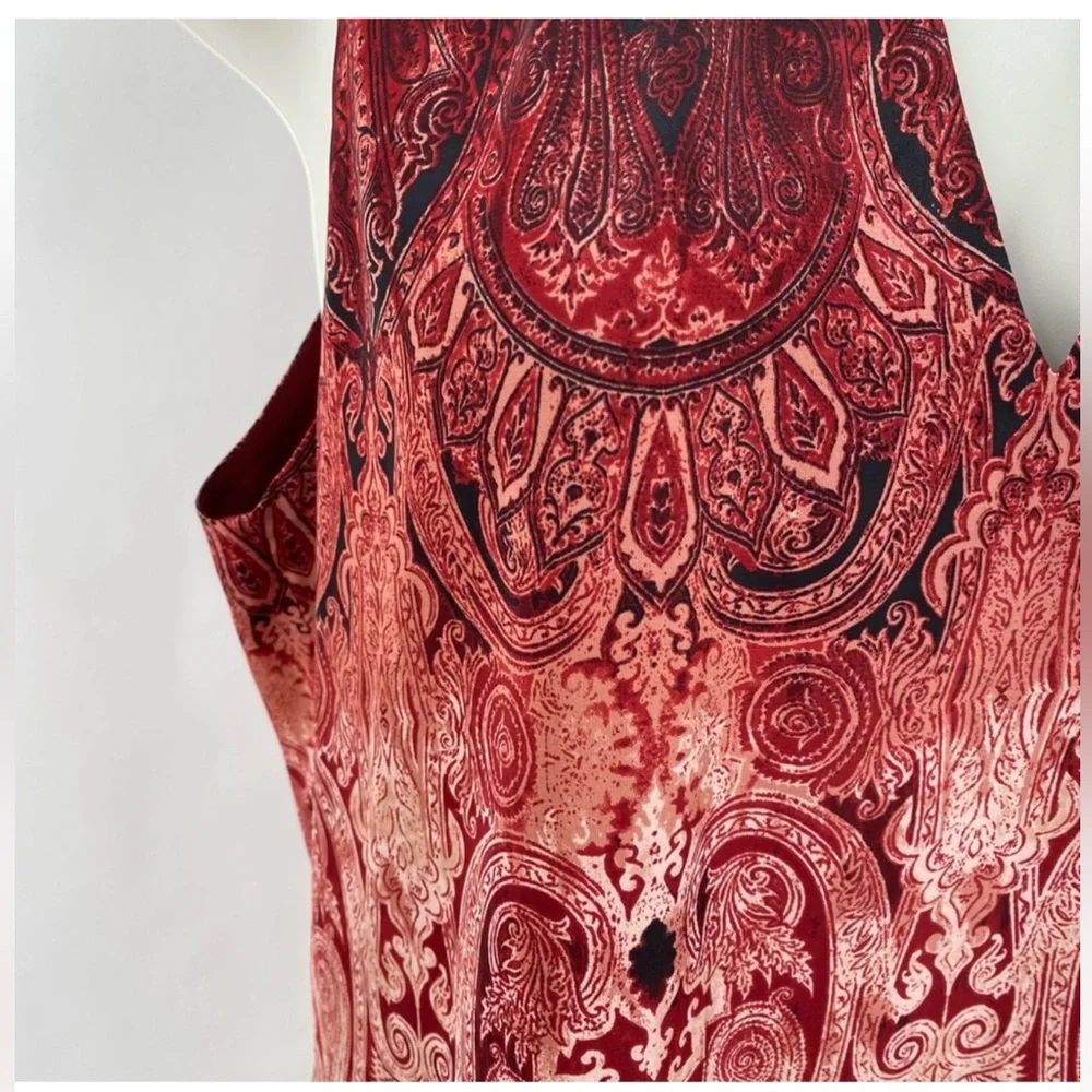 White House Black Market Burgundy and Cream Halter Blouse